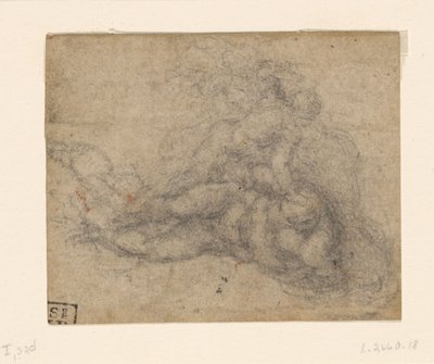 Michel-Ange - David et Goliath. Verso Études architecturales lignées, vers 1550-1556, I, 32d - Michelangelo