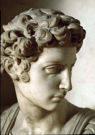 Allégorie du Jour et de la Nuit : détail du défunt. Mausolée de Julien de Médicis. Sculpture en marbre - Michelangelo Buonarroti