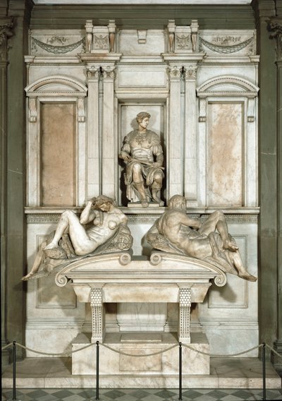 Allégorie du Jour et de la Nuit, mausolée de Julien de Médicis. Sculpture en marbre - Michelangelo Buonarroti