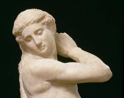 Apollon, ou David, détail de la tête, sculpture de Michel-Ange Buonarroti (1475-1564) (détail) - Michelangelo Buonarroti