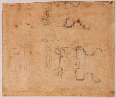 Élévation architecturale et détails du plan de San Giovanni dei Fiorentini - Michelangelo Buonarroti