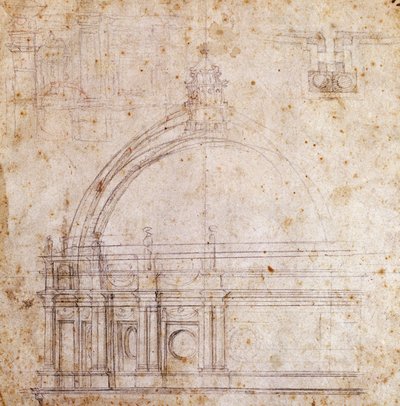 Dessins de conception pour le dôme de la basilique Saint-Pierre au Vatican - Michelangelo Buonarroti
