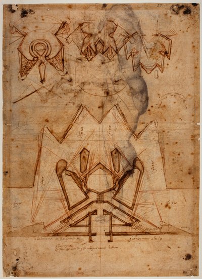 Fortifications pour la Porta al Prato, esquisse de figure - Michelangelo Buonarroti