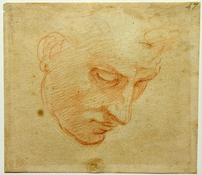 Étude de tête pour le plafond de la chapelle Sixtine, vers 1509-1510 - Michelangelo Buonarroti