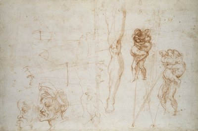 Hercule et Antée et autres Études, vers 1525-28 - Michelangelo Buonarroti