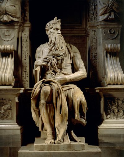 Italie, Rome, basilique Saint-Pierre, Moïse, détail du tombeau de Jules II, vers 1515, par Michel-Ange - Michelangelo Buonarroti