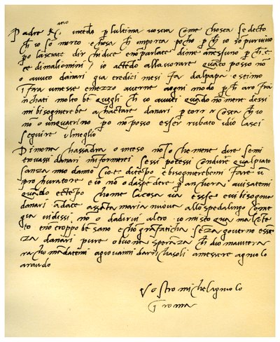 Lettre de Michel-Ange Buonarroti à son père, juin 1508 - Michelangelo Buonarroti