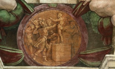 Médaillon représentant la Destruction de la Statue du Dieu Baal - Michelangelo Buonarroti