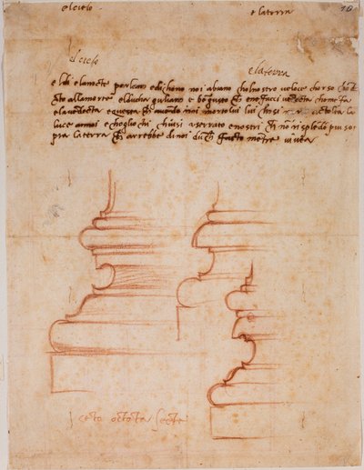 Bases de piliers pour la Nouvelle Sacristie, inscriptions manuscrites - Michelangelo Buonarroti