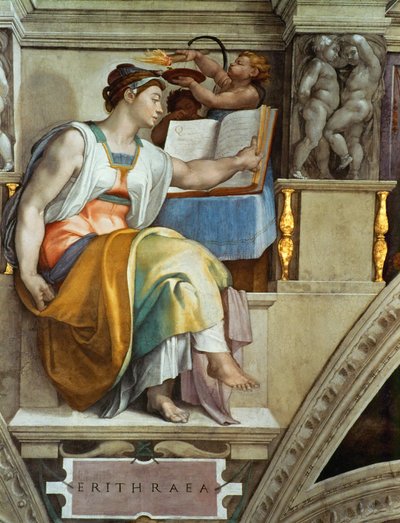 Prophètes et Sibylles : Sibylle Érythréenne, plafond de la chapelle Sixtine au Vatican, 1508-1512 - Michelangelo Buonarroti