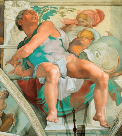 Prophètes et Sibylles : Jonas, plafond de la chapelle Sixtine au Vatican, 1508-1512 - Michelangelo Buonarroti