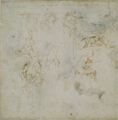 Recto : Huit études de figures. Verso : Étude de figure, vers 1490-1560 - Michelangelo Buonarroti