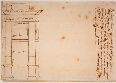 Élévation latérale du tombeau de Jules II, souvenir autographe - Michelangelo Buonarroti