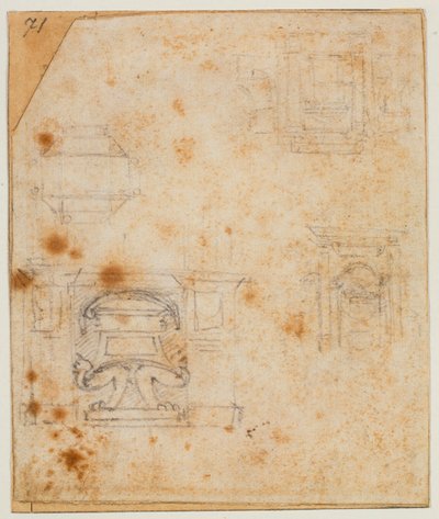 Études de monuments funéraires pour la Sagrestia Nuova - Michelangelo Buonarroti