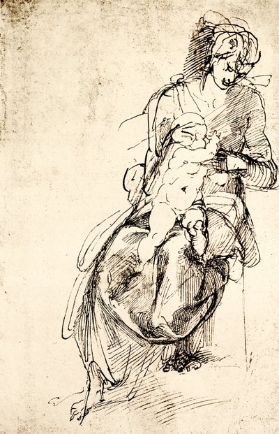 Étude pour la statue de la Madone dans la chapelle des Médicis à Florence - Michelangelo Buonarroti