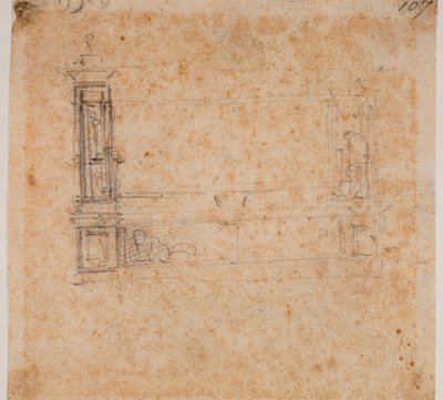 Étude de mur de double tombe pour la Nouvelle Sacristie - Michelangelo Buonarroti