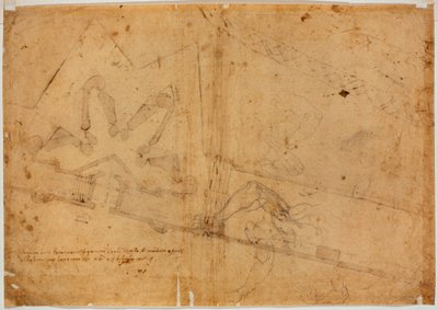 Étude de figure par une autre main et inscription manuscrite - Michelangelo Buonarroti