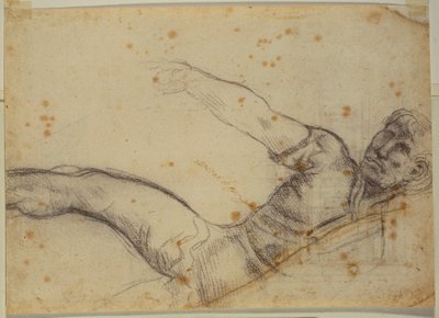 Étude de figure non autographe et inscription - Michelangelo Buonarroti