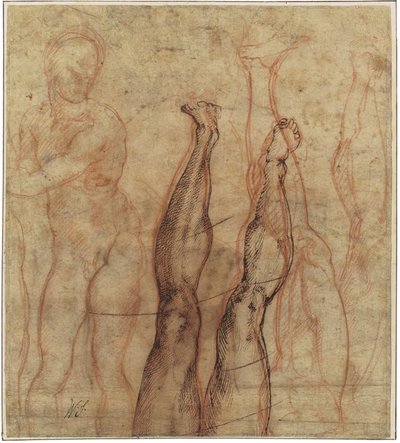 Le Christ ressuscité, trois-quarts nu dessiné sur des études d
