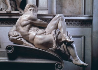 Tombe de Giuliano de Medici, détail du Jour, 1520-33 marbre - Michelangelo Buonarroti