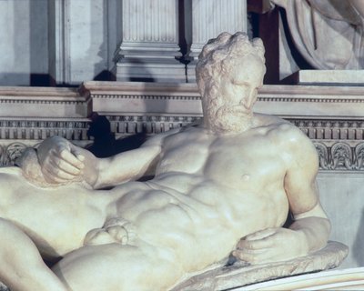 Tombe de Lorenzo de Medici, détail du Crépuscule marbre - Michelangelo Buonarroti