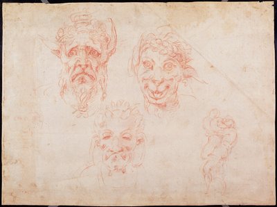 Esquisses de visages de satyres - Michelangelo Buonarroti