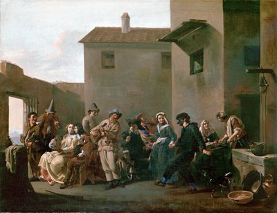 Danse à la Trattoria ... (huile sur toile) - Michelangelo Cerquozzi