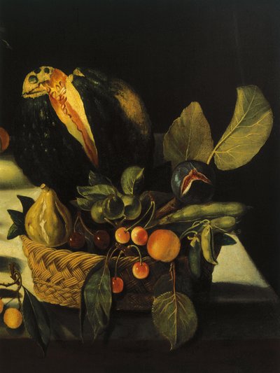 Nature morte avec fleurs et fruits, par Maître de la Nature morte de Hartford, c.1600-10 (détail) - Michelangelo Merisi da Caravaggio