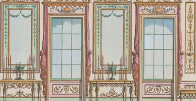 Mur orné intérieur avec fenêtres et miroirs, nos. 267-273, 27 février 1784 - Michelangelo Pergolesi