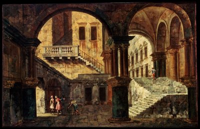 Cour avec un Escalier, années 1730 - Michele Marieschi