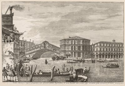 Vues de Venise : Le pont et le marché de Rialto - Michele Marieschi