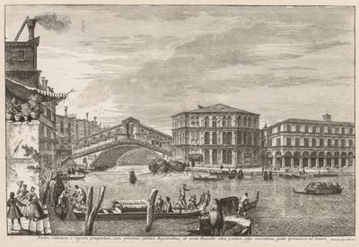 Vues de Venise : Le pont et le marché du Rialto, 1741 - Michele Marieschi