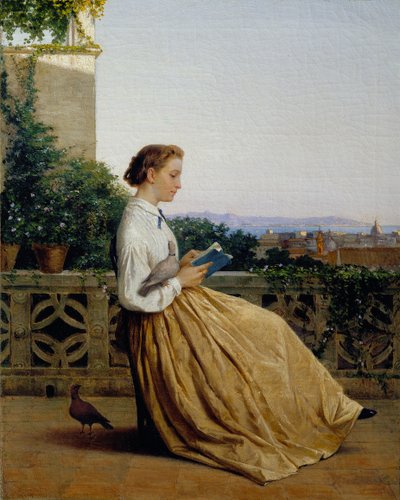 Lecture sur la terrasse, vers 1875 - Michele Tedesco