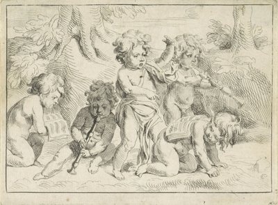 Cinq enfants jouant de la musique - Michiel Frans van der Voort