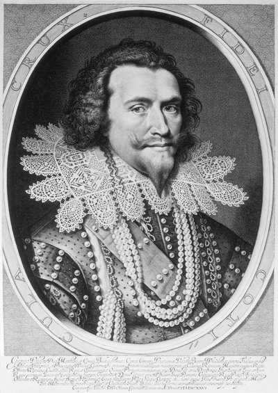 Portrait de George Villiers, 1er duc de Buckingham (1592-1628) gravé par Willem Jacobsz. Delff (1580-1638) 1626 - Michiel Jansz van Miereveld
