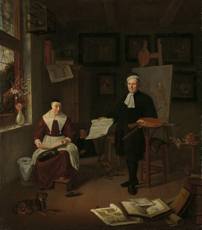 Portrait de Michiel Comans (1614-1687), calligraphe, graveur, peintre et maître d