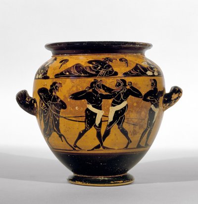 Stamnos à figures noires attiques représentant des boxeurs, vers 520-500 av. J.-C. - Michigan painter