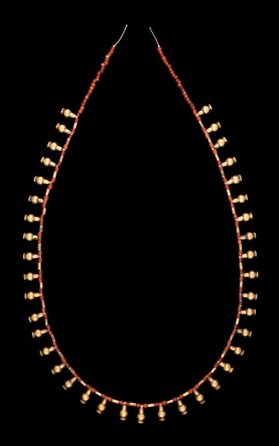 Pendentifs en forme de bouteille en or avec collier de perles de cornaline - Middle Kingdom Egyptian