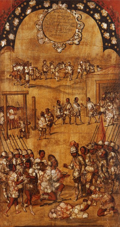 La Conquête du Mexique, Panneau III, c.1696-1715 - Miguel Gonzalez