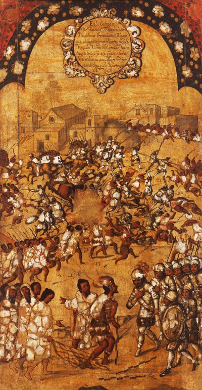 La conquête du Mexique, panneau V, vers 1696-1715 - Miguel Gonzalez