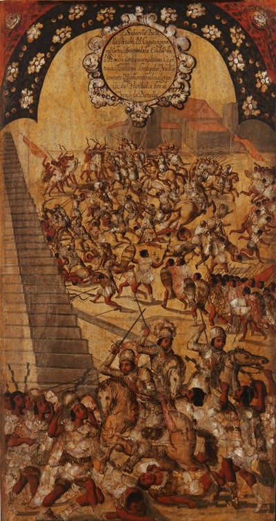La Conquête du Mexique, Panneau XVI, vers 1696-1715 - Miguel Gonzalez