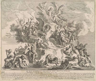 La Prima Macchina pour la Chinea de 1739 : Mont Parnasse avec Apollon, les Muses et Pégase - Miguel de Sorellò, after Pierre Parrocel, after Michelangelo Specchi