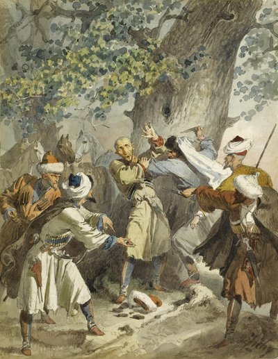 Haut les mains ! De la série Scènes du Caucase - Mihaly von Zichy