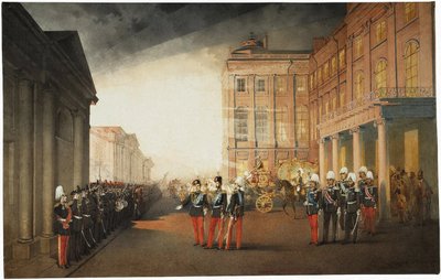 Parade devant le palais Anichkov le 26 février 1870, 1870 - Mihaly von Zichy
