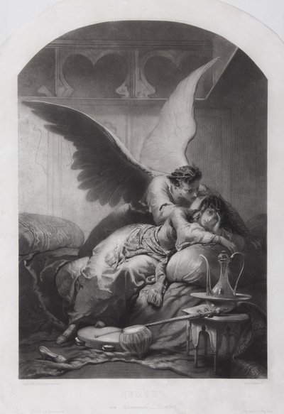 Tamara et Démon. Illustration du poème Le Démon de Mikhaïl Lermontov, vers 1880 - Mihaly von Zichy