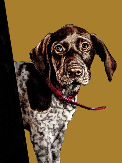 Au revoir chiot sur jaune doré, 2020 - Mike Davis