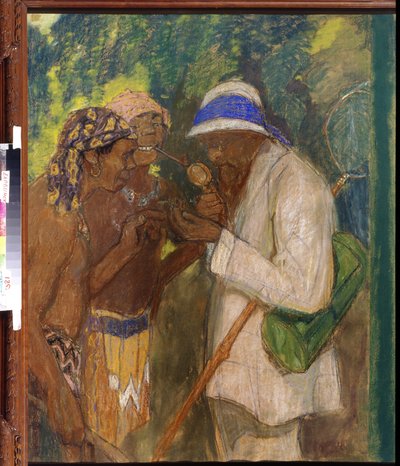 Alfred Russel Wallace avec les sauvages - Mikhail Dmitrievich Ezuchevsky