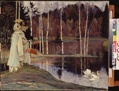 La double harmonie. Un couple en costume et maquillage de théâtre, regarde le ciel près d