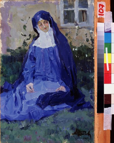 Une nonne. Œuvre de Mikhail Vasilyevich Nesterov (1862-1942), huile sur carton - Mikhail Vasilievich Nesterov