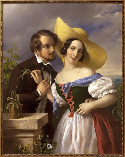 La plaisanterie amoureuse (scène de séduction et de flirt) - Miklós Barabás